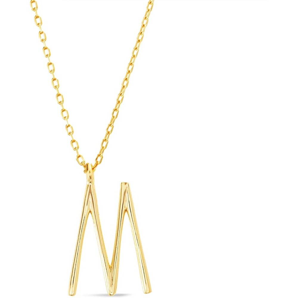 Personalized Initial M Necklace With Lobster Clas… - image 1